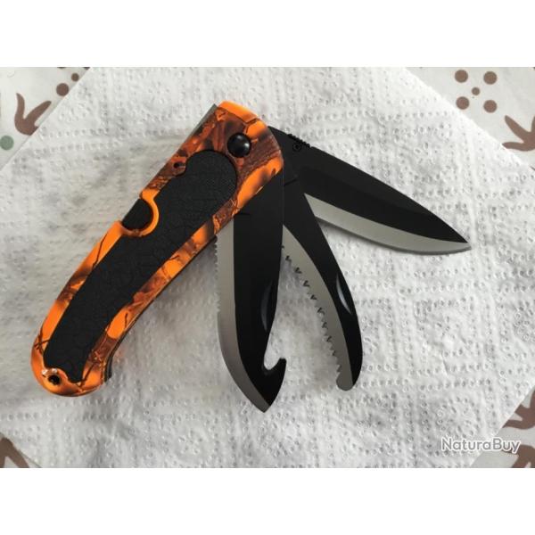Vends COUTEAUX Pliant Camo Orange 3 Lames