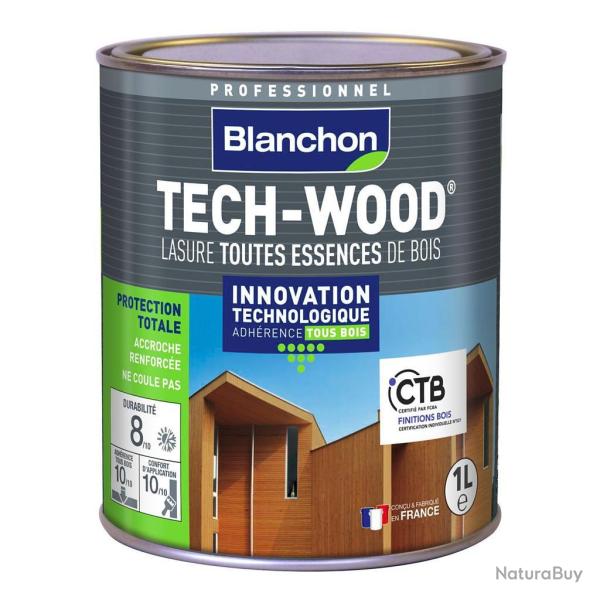 Lasure Blanchon Tech-Wood 1L blanc pour toutes essences de bois