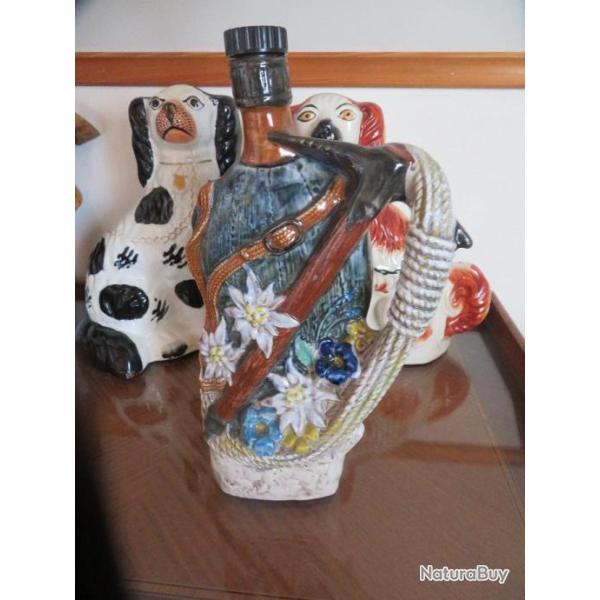 Vintage anne 50/60 - Souvenir des Alpes SUISSE - Bouteille a liqueur en cramique maill peinte