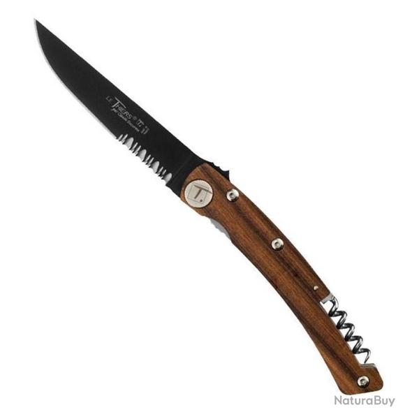 Couteau Le Thiers "Design" inox noir - tire-bouchon, Manche vallernia [Claude Dozorme]