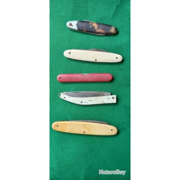 lot de 5 anciens petits couteaux pliants