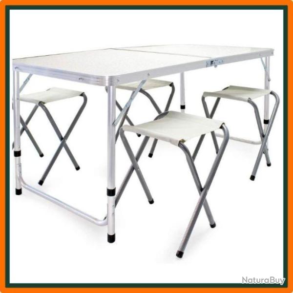 Set table et 4 chaises de camping pliables - Livraison gratuite