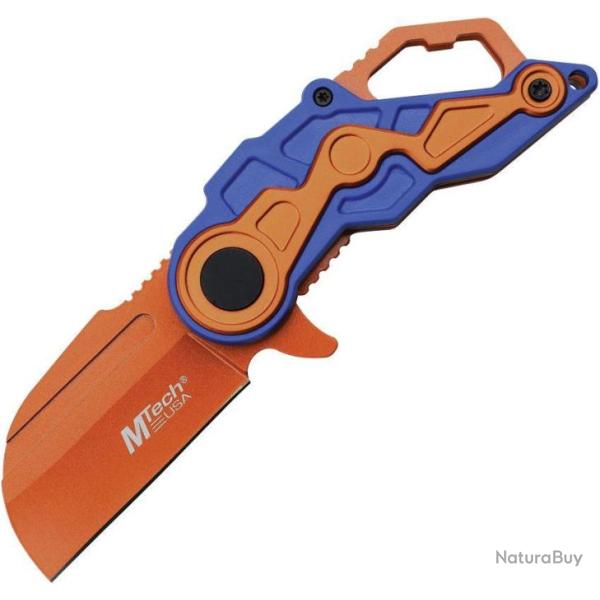 Couteau Mtech Cleaver Orange A/O Lame Acier 3Cr13 Manche ABS Linerlock Clip MTA1199BOR
