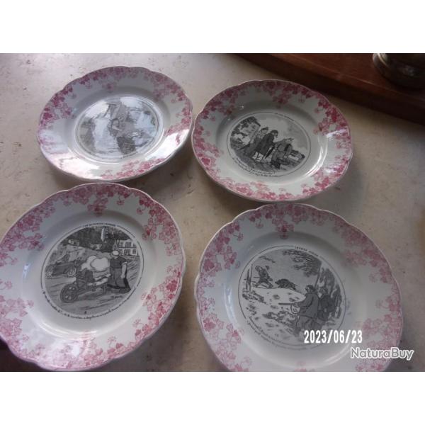 lot de 4 anciennes assiettes a dessert
