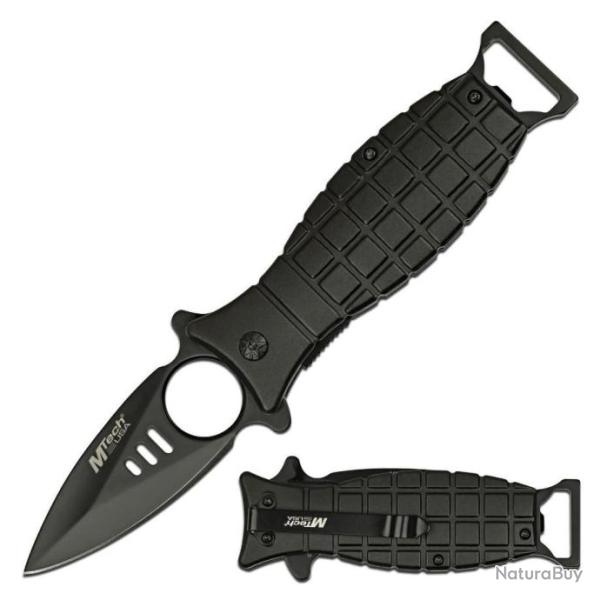 Couteau Semi Automatic Mtech Grenade Black A/O Lame Acier 3Cr13 Manche Alum Linerlock Clip MTA588BK
