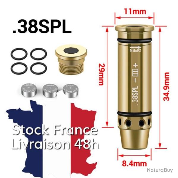 Cartouche d'entrainement tir � sec laser 38 special 357 mag - Culot offert -  Envoi depuis la France