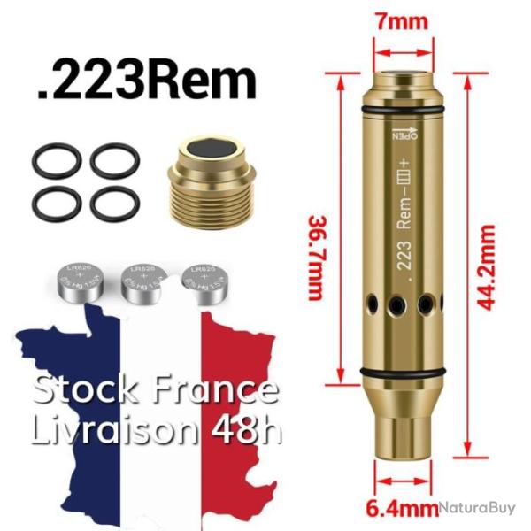 Cartouche tir � sec d'entrainement laser 223 5.56 - Culot suppl�mentaire offert - Stock France