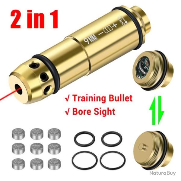 2 en 1 - Cartouche d'entrainement laser et de r�glage 9mm - Durable et indispensable