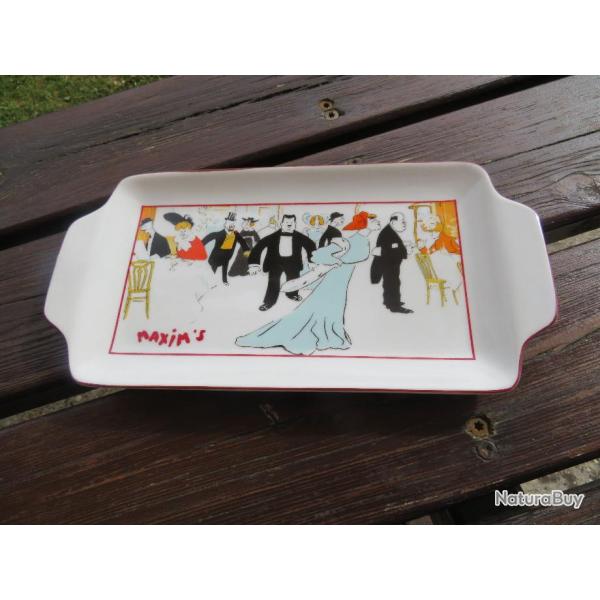 Plat de service  vintage en porcelaine MAXIM'S de PARIS imprim� belle �poque