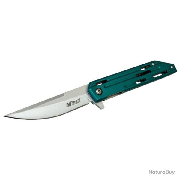 Couteau Semi Automatic Mtech Persian Teal A/O Lame Acier 3Cr13 Manche Alu Linerlock Clip MTA1200TL
