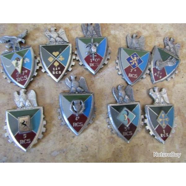 lot pucelle insigne RCS r�giment commandement et soutien Cavalerie Alpin ABC FFA attaches coup�es.