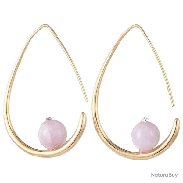 Boucles d'oreilles goutte avec perle de kunzite