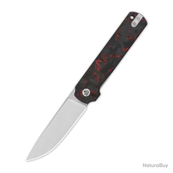 Couteau QSP Lark Red/Blk Manche G10/Carbon Fiber Lame Acier 14C28N Satin IKBS Linerlock Clip QS144D