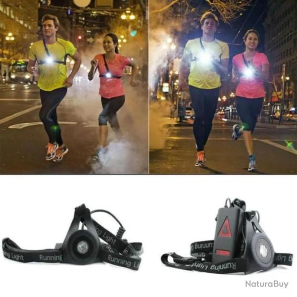 Lampe de poitrine USB LED Rechargeable 3 Modes Running Eclairage Id�al jogging