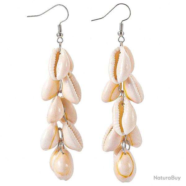 Boucles d'oreilles grappe de coquillages cauris