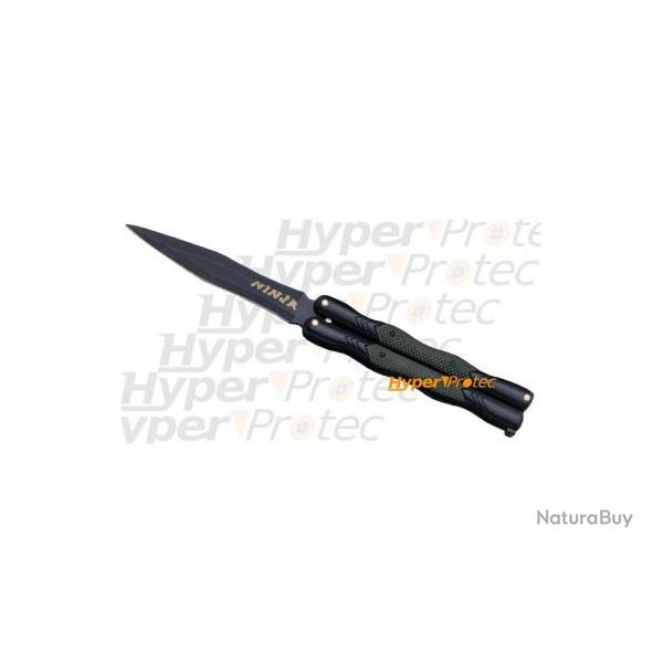 Couteau papillon noir et vert Cudeman