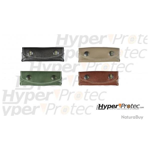 Etui en cuir noir pour couteau avec double fermeture pression avec coloris aux choix - Vert
