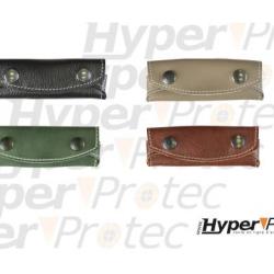 Etui en cuir noir pour couteau avec double fermeture pression avec coloris aux choix - Beige