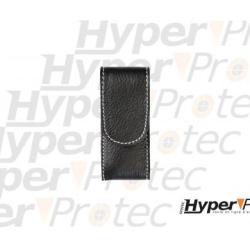 Un &eacute;tui en cuir doubl&eacute;e pour couteau avec fermeture &agrave; scratch - Noir