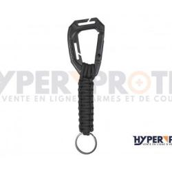 Porte Cl&eacute; Paracorde Avec Mousqueton - Noir