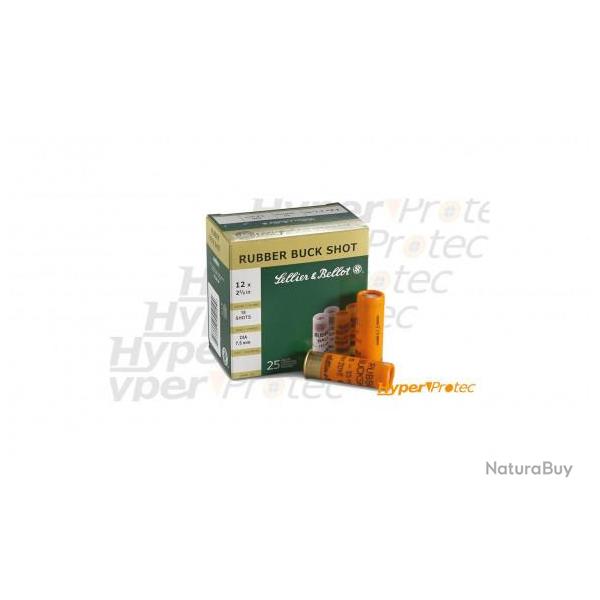 Cartouche Calibre 12/67 Sellier & Bellot Rubber Buck Shot
