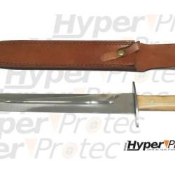 Dague de chasse &agrave; servir lame 28 cm avec &eacute;tui en cuir