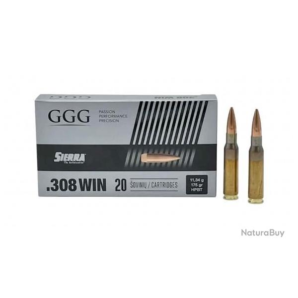 Munition 308 GGG Sierra HPBT - 175 grains