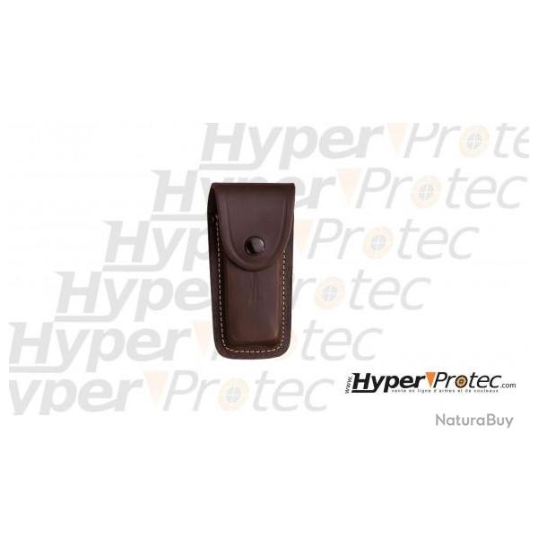 Etui pour couteau en cuir marron avec fermeture pression