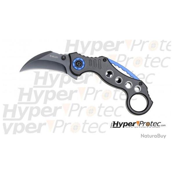 Couteau pliant Karambit F&C noir et bleu avec ouverture assist�e