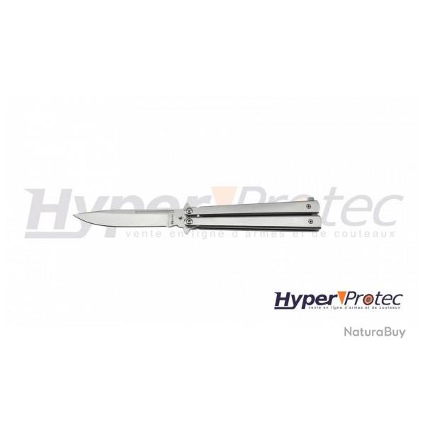 Couteau papillon enti�rement en m�tal finition silver