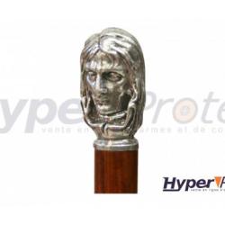 Canne Ep&eacute;e Bonaparte Pommeau Bronze Argent&eacute; Lame Cruciforme