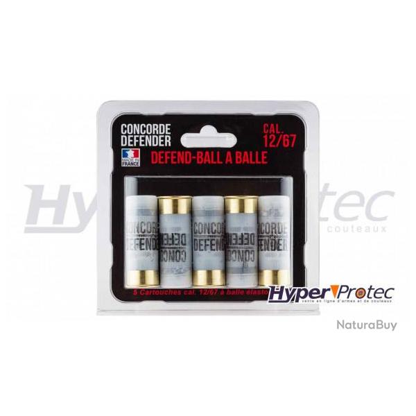 Cartouche Calibe 12/67 Balle Caoutchouc Concorde Defender