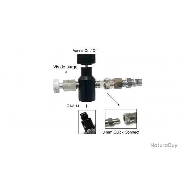 Adaptateur pour bouteille d'air portatif avec syst�me de purge