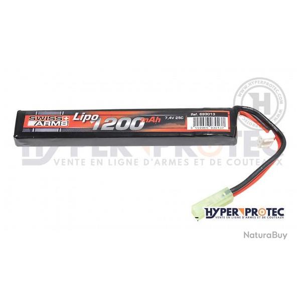 Swiss Arms Lipo 7.4V 1200 mAh 25C - Batterie Airsoft
