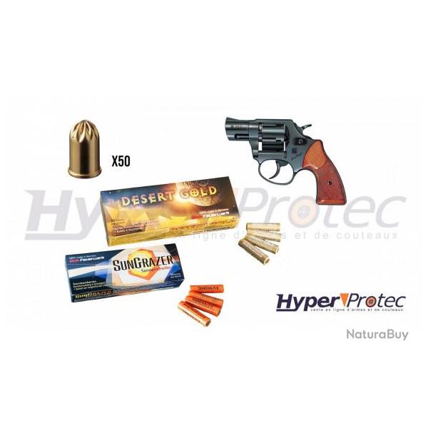 Pack Revolver  blanc Rohm RG59 - cal 9mm avec munitions et fuses