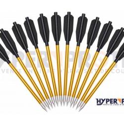 FLECHES ALU PISTOLET ARBALETE 50 ou 80 livres - LOT DE 12 - 16 CM - Noir