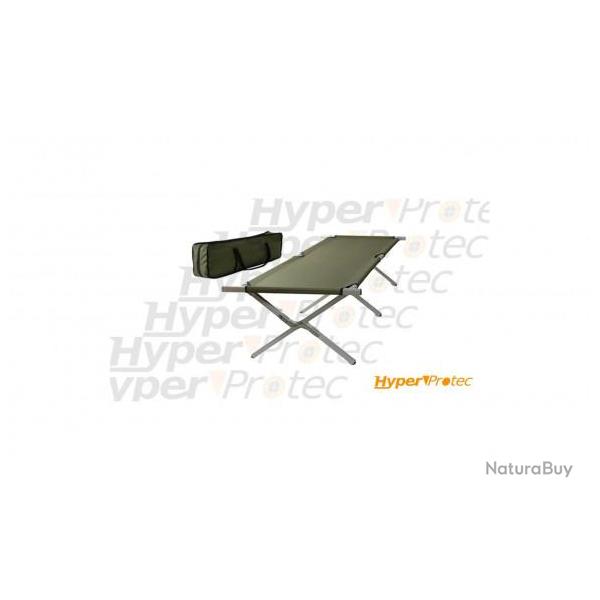 Lit de camp pliable lit picot type US aluminium avec sac de transport - Noir