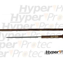 B&acirc;ton de marche en ch&acirc;taignier avec boussole et ba&iuml;onnette - Lame haute