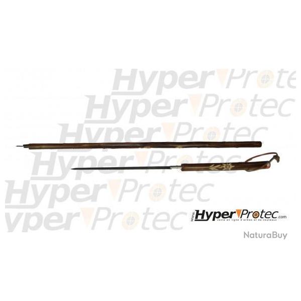 Bton de marche en chtaignier avec boussole et baonnette - Lame haute