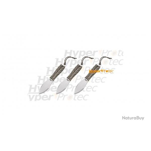 3 grands couteaux de lancer Sog Fling avec corde camo