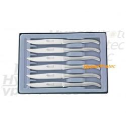 Coffret de couteaux de table Laguiole tout aluminium chrom&eacute;