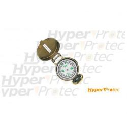 Boussole Scout m&eacute;tal dor&eacute;e tr&egrave;s compl&egrave;te avec viseur