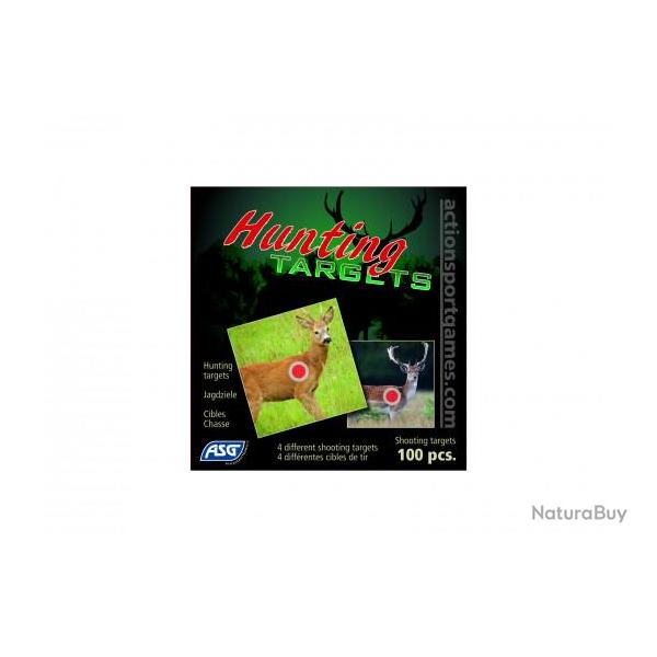 100 cibles hunting target 14x14cm 4 animaux