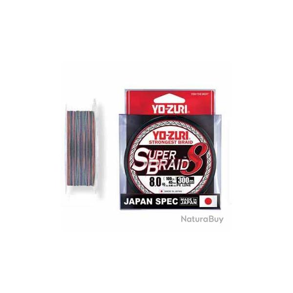 Tresse Multicolore Yo-zuri Superbraid 8x - 300m 0.19mm