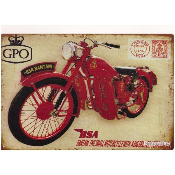 PLAQUE PUBLICITAIRE MOTO BSA BANTAM GPO
