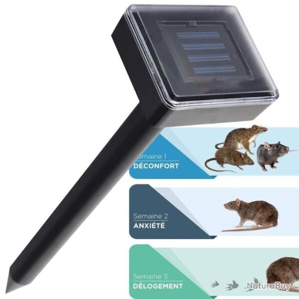 R�PULSIF DISSUASIF SOLAIRE ULTRASONIQUE EFFAROUCHEUR ANTI TAUPES ET RONGEURS