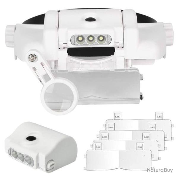 Pack Lampe Loupe Frontale MG81000 + 4 Lentilles de Grossissement 2x/2.5x/3x/3.5x