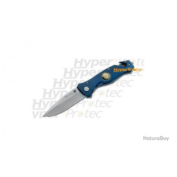 Couteau pliant Police bleu anti d�rrapant
