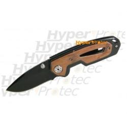 Couteau noir manche bois Lame lisse - 17 cm