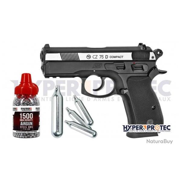 Promo d�coiffante CZ 75D Compact culasse nickel 4.5 mm + munitio